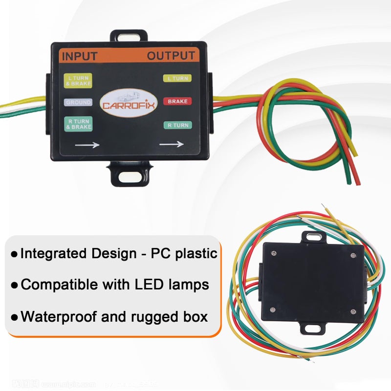 CARROFIX LED Compatible 2 Wire to 3 Wire Splice-in Trailer Tail Light Converter for RV Flat Towing, Easy to Separate Brake and Turn Signals - Image 5